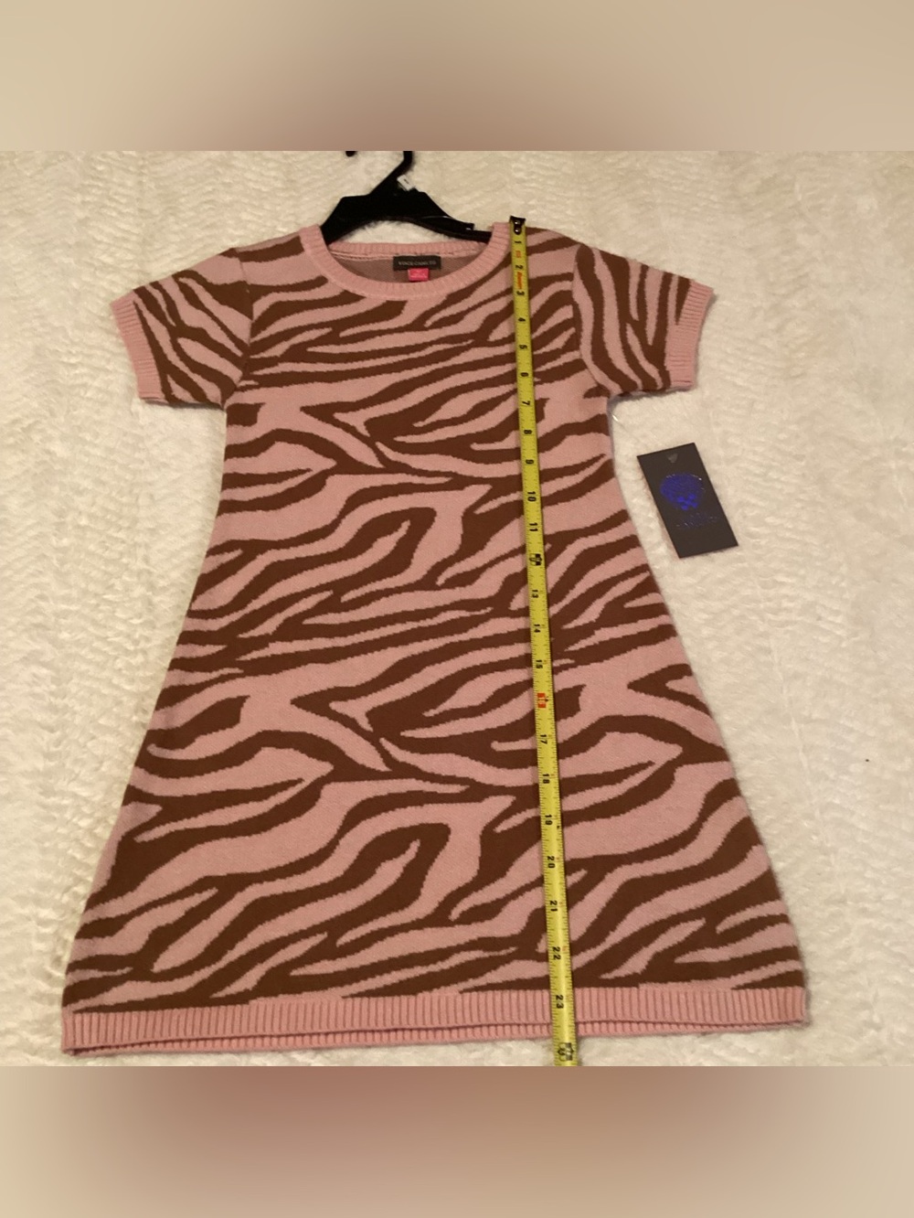 Girls Vince Camuto 4T Viscose Blend Knit Sweater Dress Rustic Rose Tiger Stripes